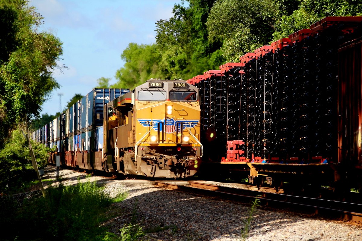 UP 7989 is a class GE ES44AC and  is pictured in Little Rock, Arkansas, USA.  This was taken along the Hoxie/UP on the Union Pacific Railroad. Photo Copyright: Rick Doughty uploaded to Railroad Gallery on 01/11/2024. This photograph of UP 7989 was taken on Saturday, August 01, 2020. All Rights Reserved. 