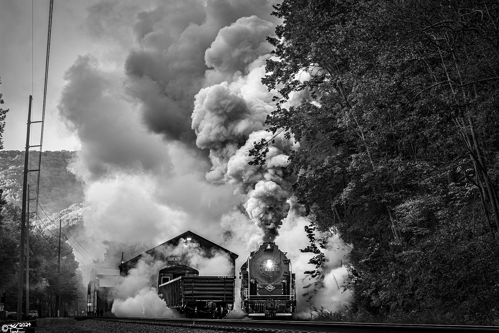 RDG 2102 is a class T-1 and  is pictured in Port Clinton, Pennsylvania, USA.  This was taken along the Reading & Northern Steam Shop on the Reading Company. Photo Copyright: Mark Turkovich uploaded to Railroad Gallery on 02/29/2024. This photograph of RDG 2102 was taken on Saturday, October 08, 2022. All Rights Reserved. 