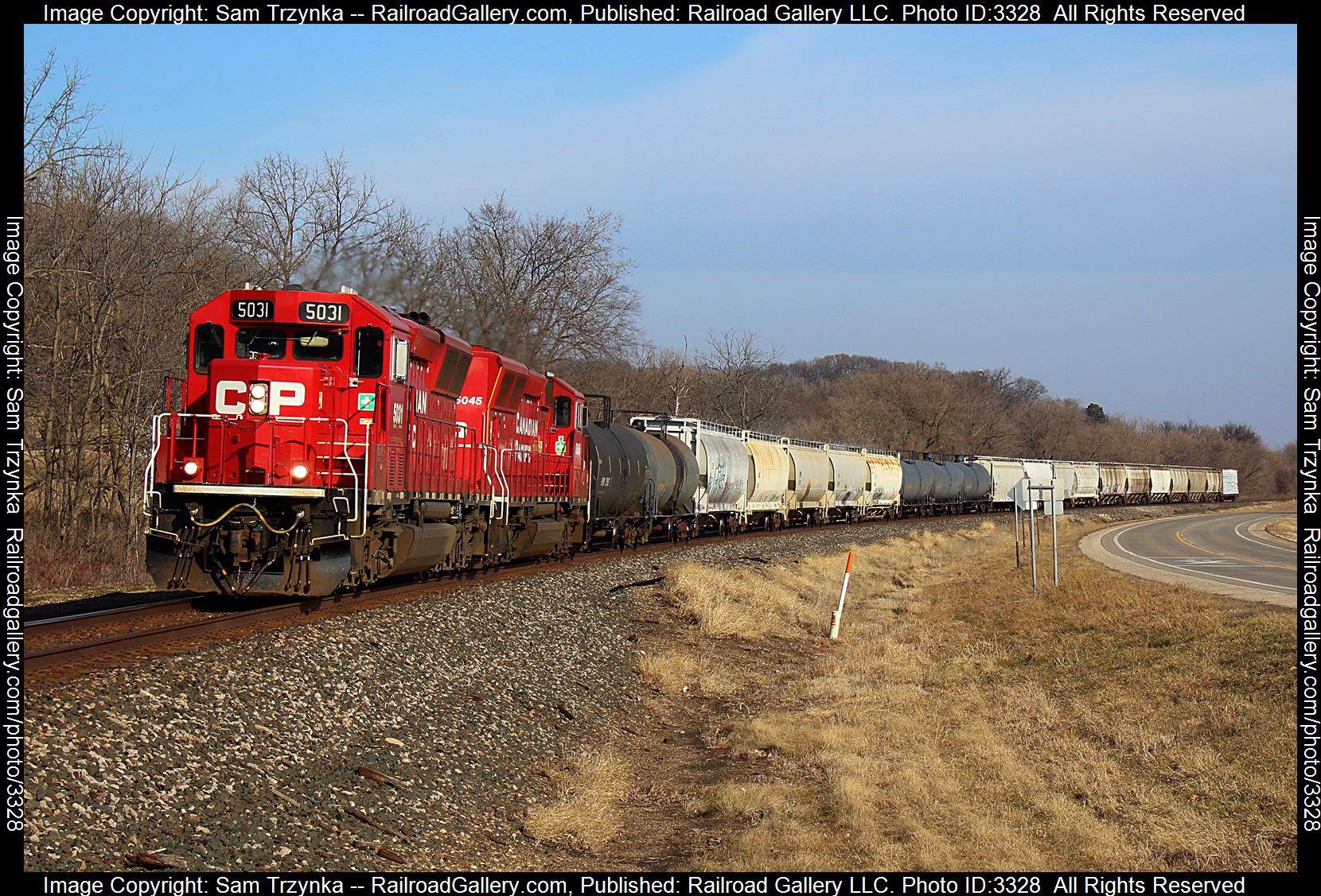 CP 5031 is a class EMD SD30C-ECO and  is pictured in Kellogg, Minnesota, USA.  This was taken along the CPKC River Subdivision on the CPKC Railway. Photo Copyright: Sam Trzynka uploaded to Railroad Gallery on 04/26/2024. This photograph of CP 5031 was taken on Saturday, March 02, 2024. All Rights Reserved. 