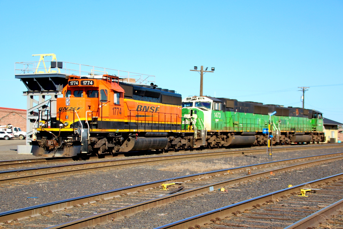 BNSF 1774 is a class EMD SD40-2 and  is pictured in Pasco, Washington, USA.  This was taken along the Lakeside/BNSF on the BNSF Railway. Photo Copyright: Rick Doughty uploaded to Railroad Gallery on 04/27/2024. This photograph of BNSF 1774 was taken on Thursday, April 18, 2024. All Rights Reserved. 